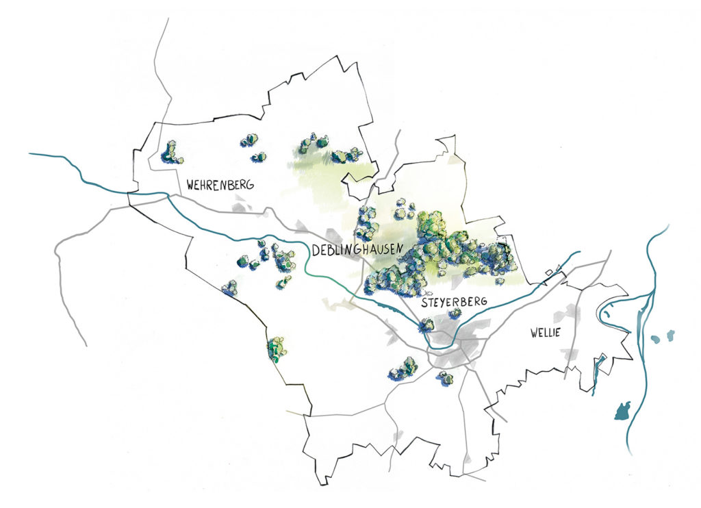 Illustration-Karte-Flecken-Steyerberg-mit-Ortsnamen